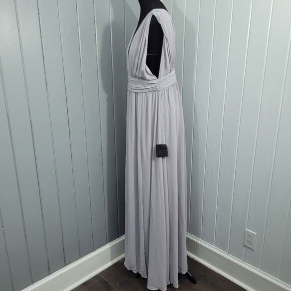 Lulu's Heavenly Hues Women's XL Light Grey Maxi Dress Bridesmaid Party Prom - Picture 4 of 15